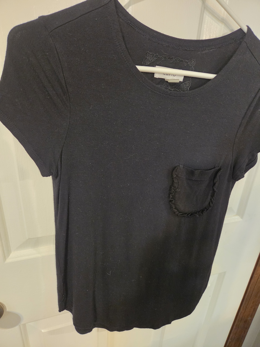 Cupio Black Short Sleeve Tee with Pocket Super Soft Material